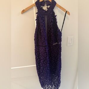Bardot Deep Purple Lace Halter Dress